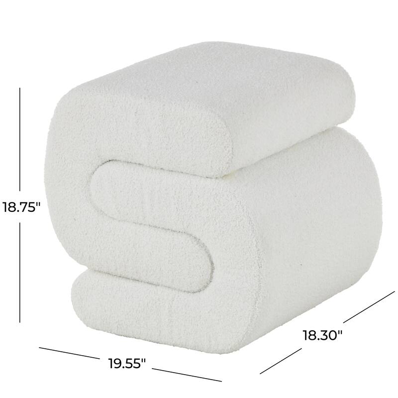 Polyester S- Shaped Ottoman with Connected Arches - White, Gray or Copper - Roche River Decor