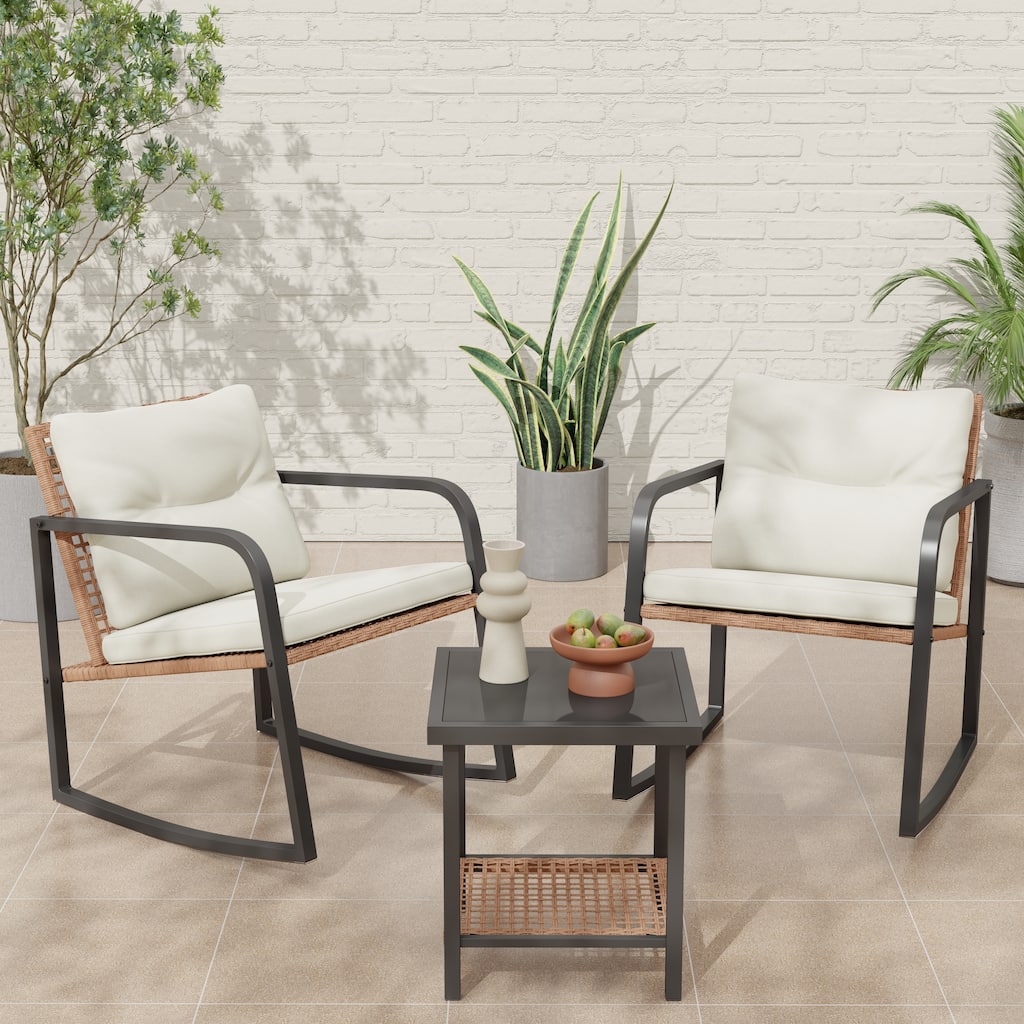 Outdoor 3 Piece Rocking Chair Furniture Chair Set