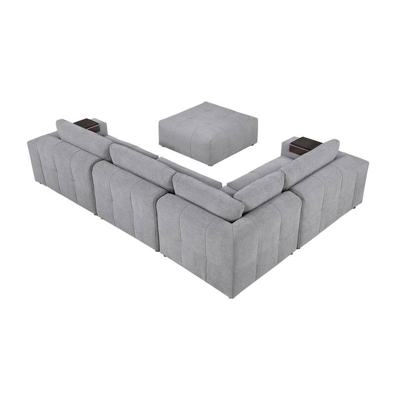 Mackay 143" Textured 5-Piece Modular Sectional Sofa with Ottoman