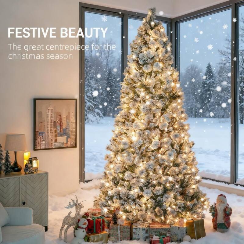 9 ft Artificial Christmas Tree with 750 Clear Lights for Home /Office /Holiday