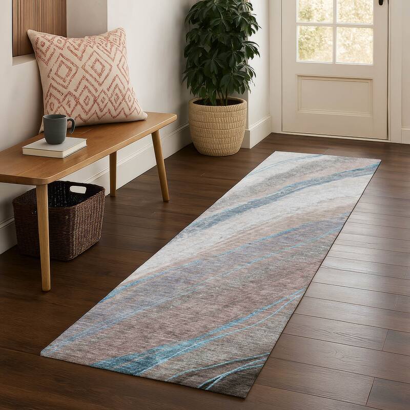 Premium Washable Super Soft Modern Motion Mayfield Rug - Brown - 2'3" x 7'6"