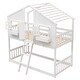 preview thumbnail 5 of 16, Twin over Twin Bunk Bed With Roof With Safety Guardrails And Ladder for home