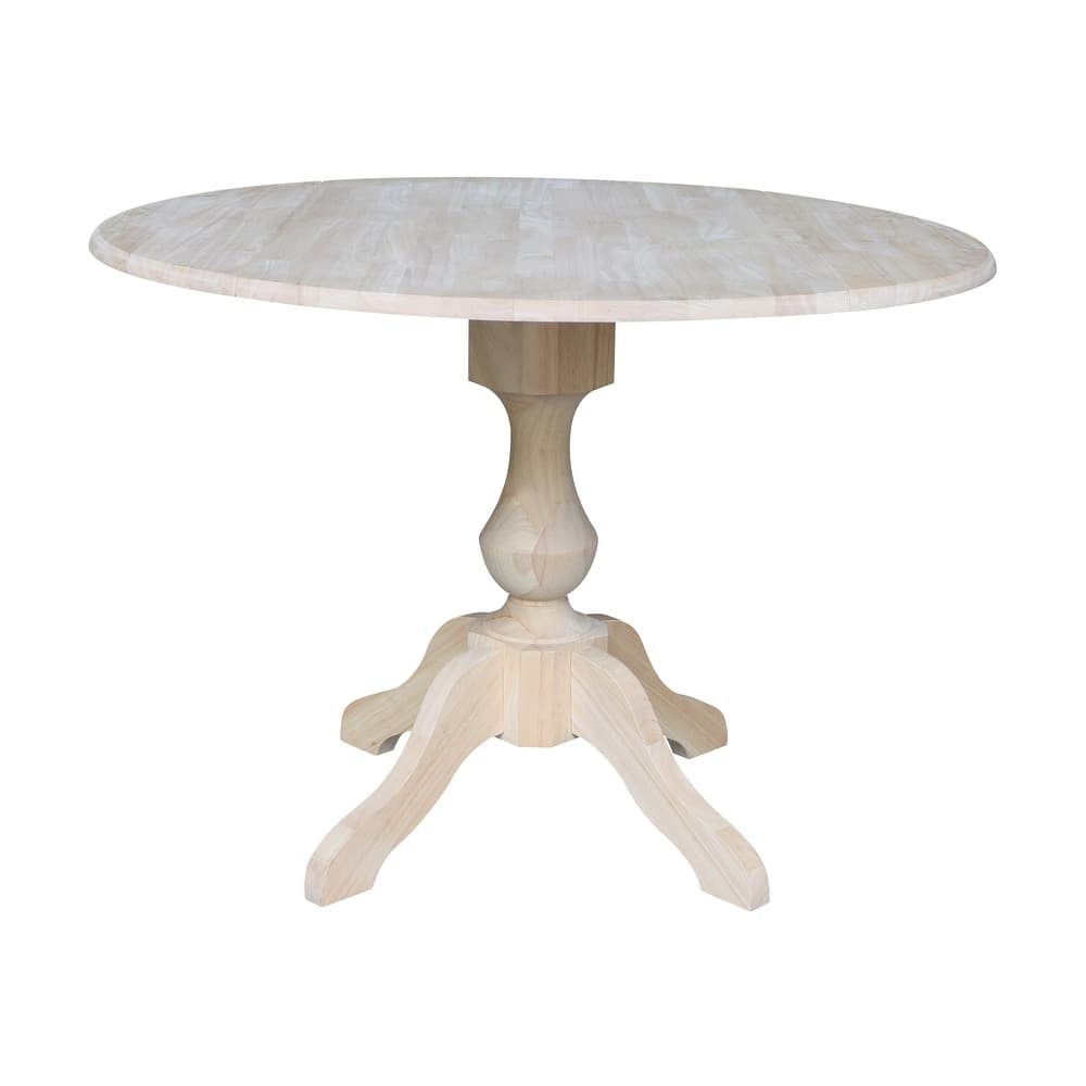 42" Round Top Dual Drop Leaf Pedestal Table - Unfinished - N/A