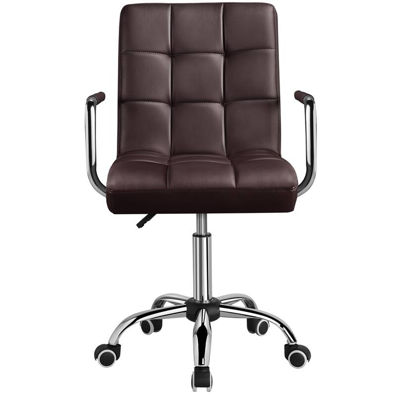 Yaheetech Adjustable Faux Leather Swivel Office Chair with Wheels