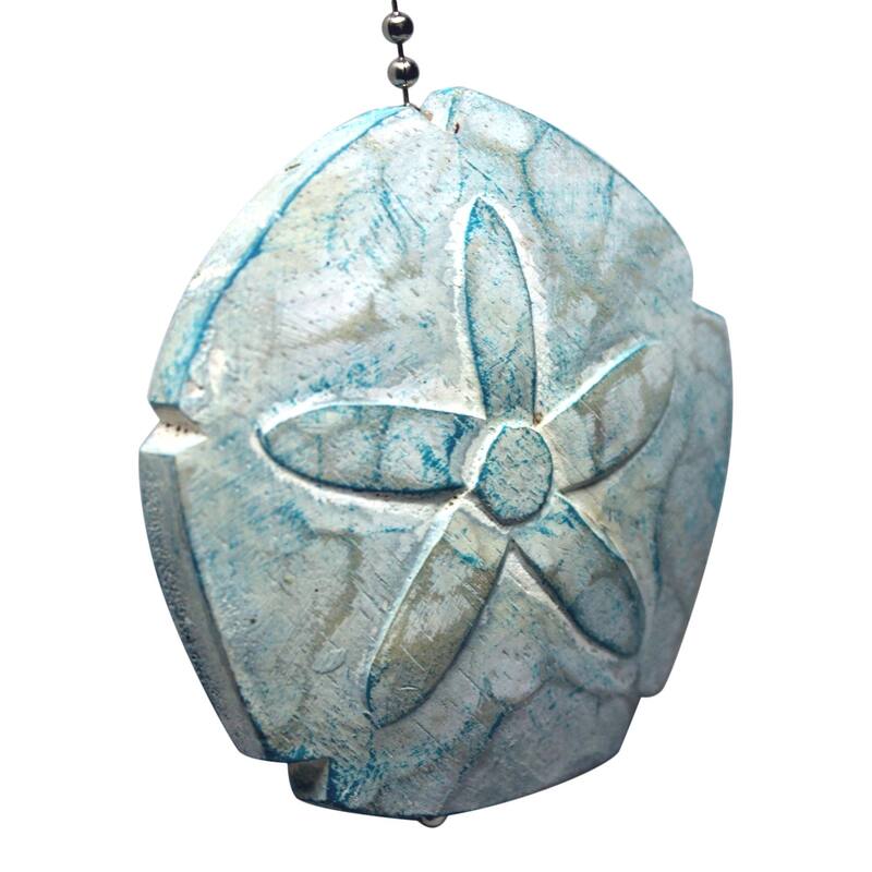 Aqua Sand Dollar Hand Carved Wood Ceiling Fan Light Pull