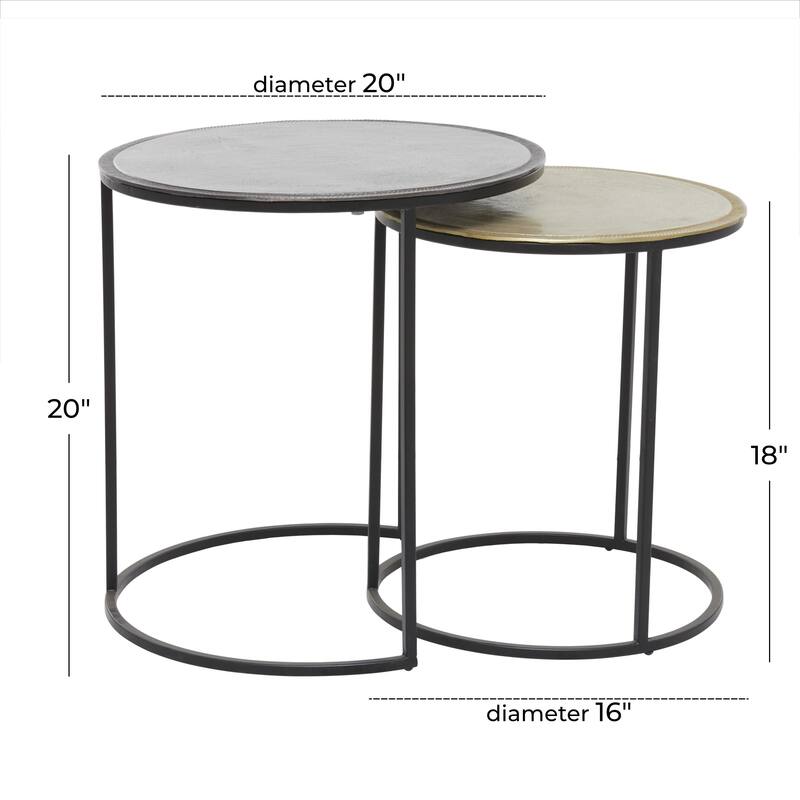 Aluminum Metal Accent Table - Set of 2 Black - Roche River Decor