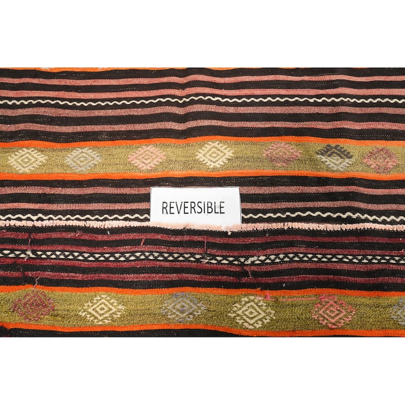 Hand Woven Oriental 100% Wool Carpet Southwestern Tribal Multi-Colored Kilim Area Rug - 9' 2'' X 6' 5''