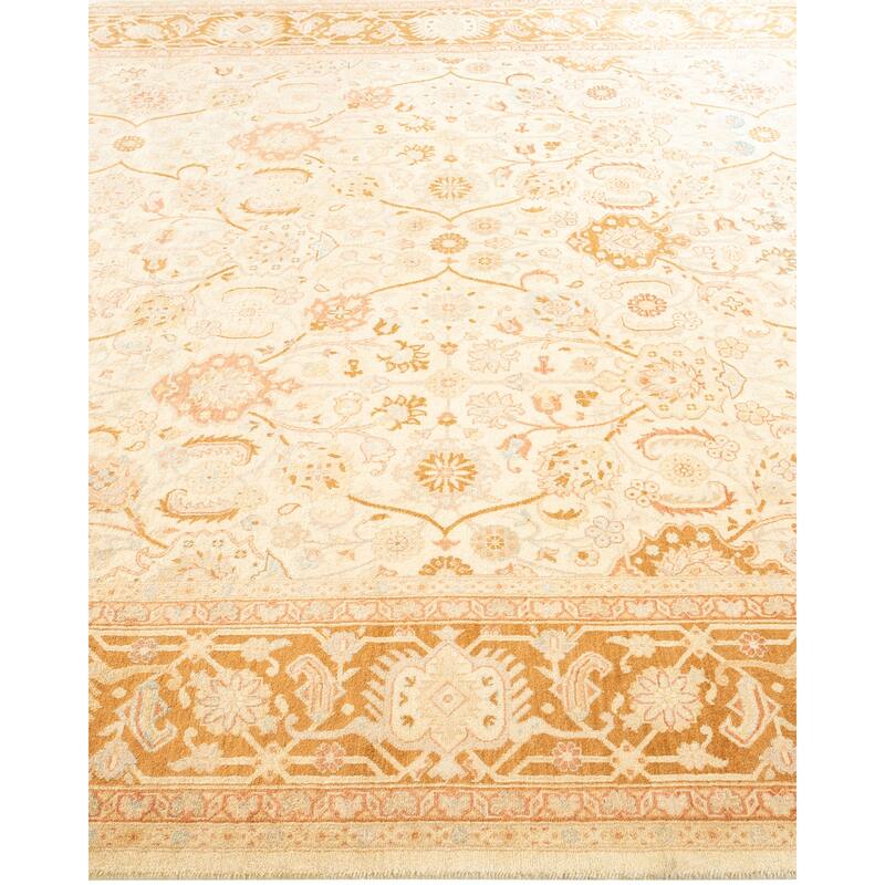 Overton Hand Knotted Wool Traditional Oriental Ivory Area Rug - 6' x 9'