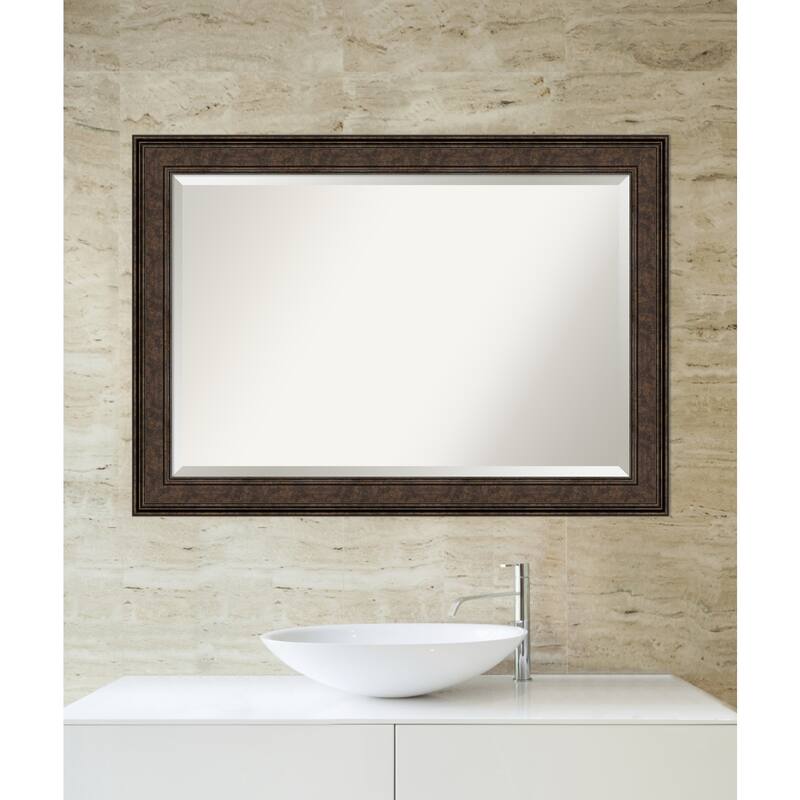 Beveled Bathroom Wall Mirror - Ridge Bronze Frame