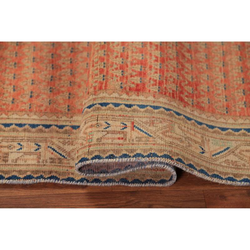 Hand Knotted Oriental 100% Wool Carpet Traditional All-Over Oranges & Rust Botemir Runner Rug - 10' 2'' X 3' 7''