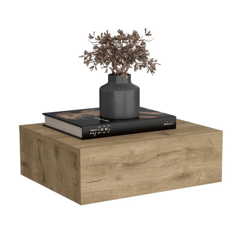 Floating Nightstand 5"H,Modern Wall-Mounted Bedside Shelf with Drawer,Wooden Top Fabric Cabinet Kids Night for Bedroom