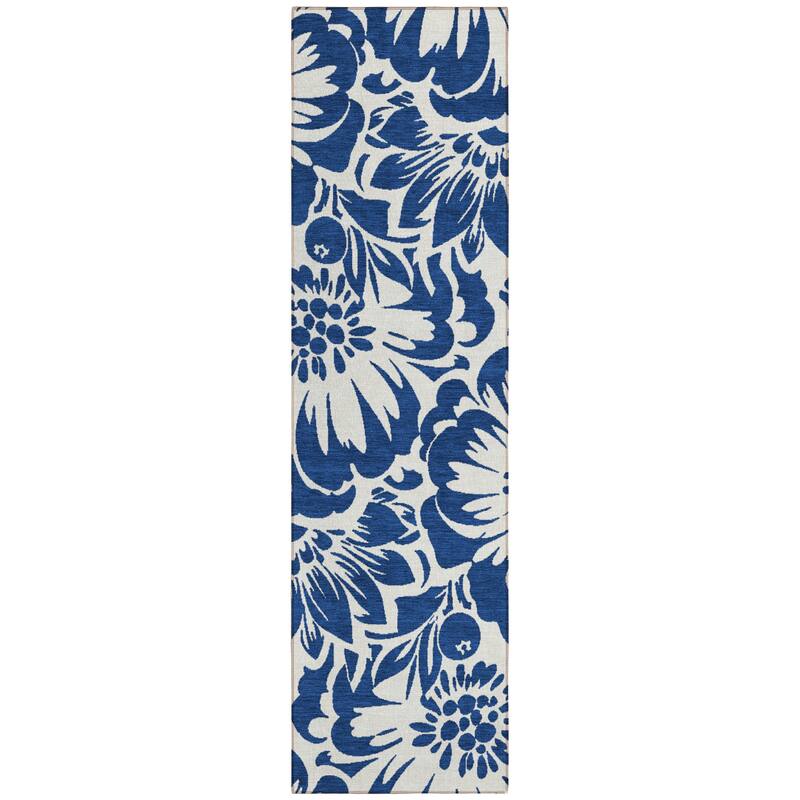 Machine Washable Indoor/ Outdoor Whimsy Floral Chantille Rug