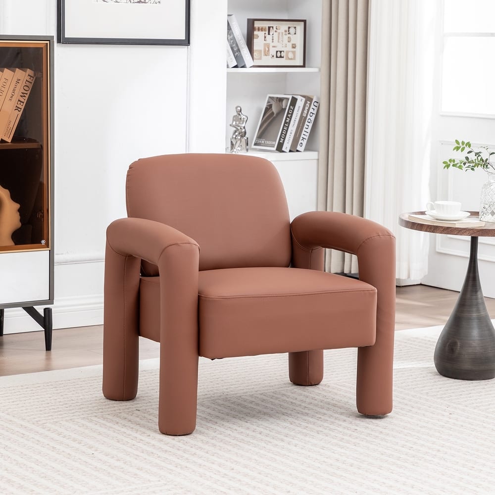 SEYNAR Modern PU Leather Accent Chair with Tubular Multifunctional Legs for Living Room