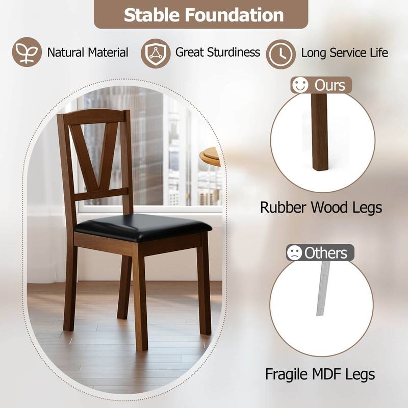 Costway Dining Chairs Set of 2/4 PU Leather Dining Room Chairs with