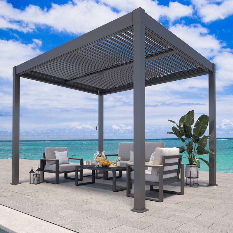 Aluminum Pergola with Adjustable Louvered Roof