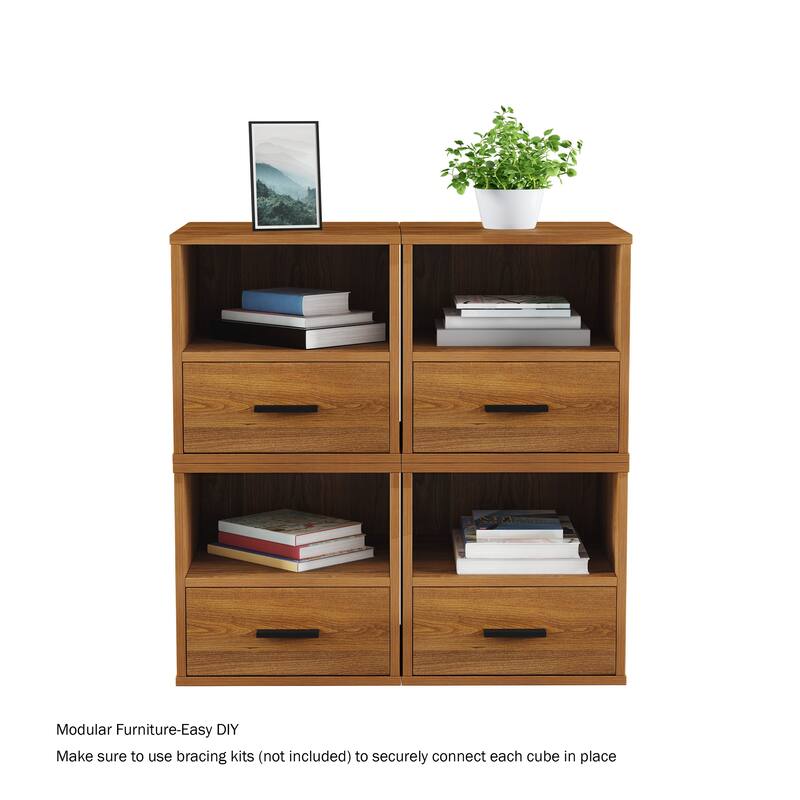 Hastings Home Cube End Table with Drawer - 15.75" x 16.25" x 15.75"