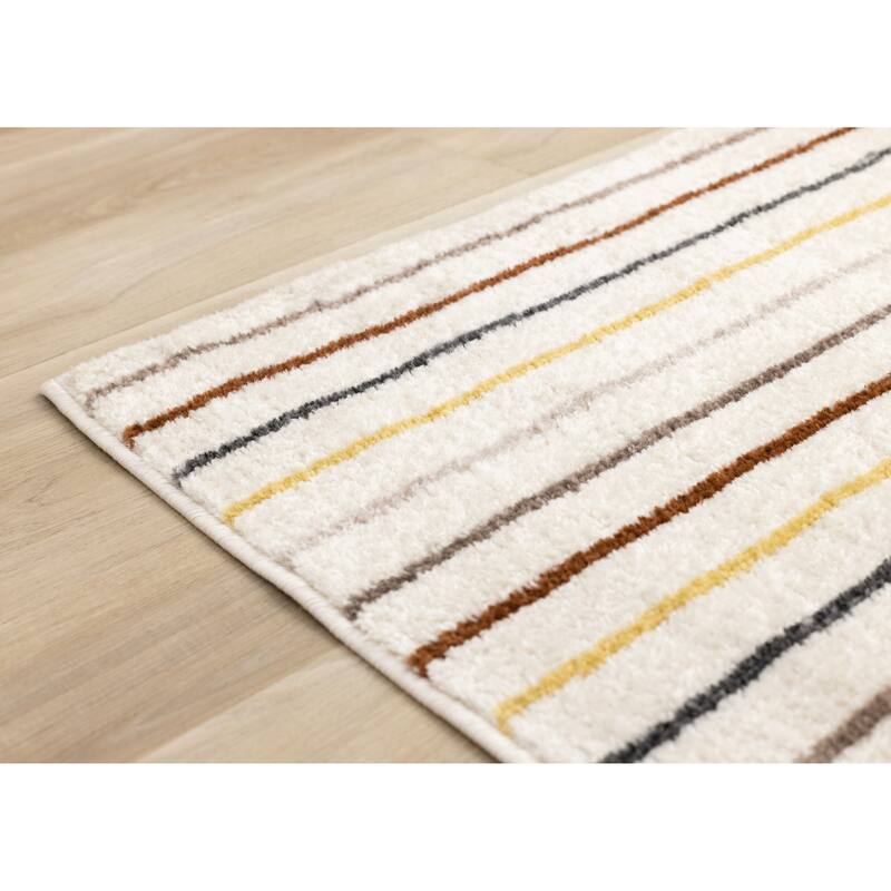 Cream Grey Multi-Colored Double Archway Area Rug