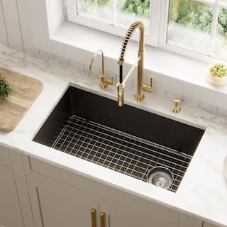 Karran Undermount Quartz 32 in. Single Bowl Kitchen Sink Kit