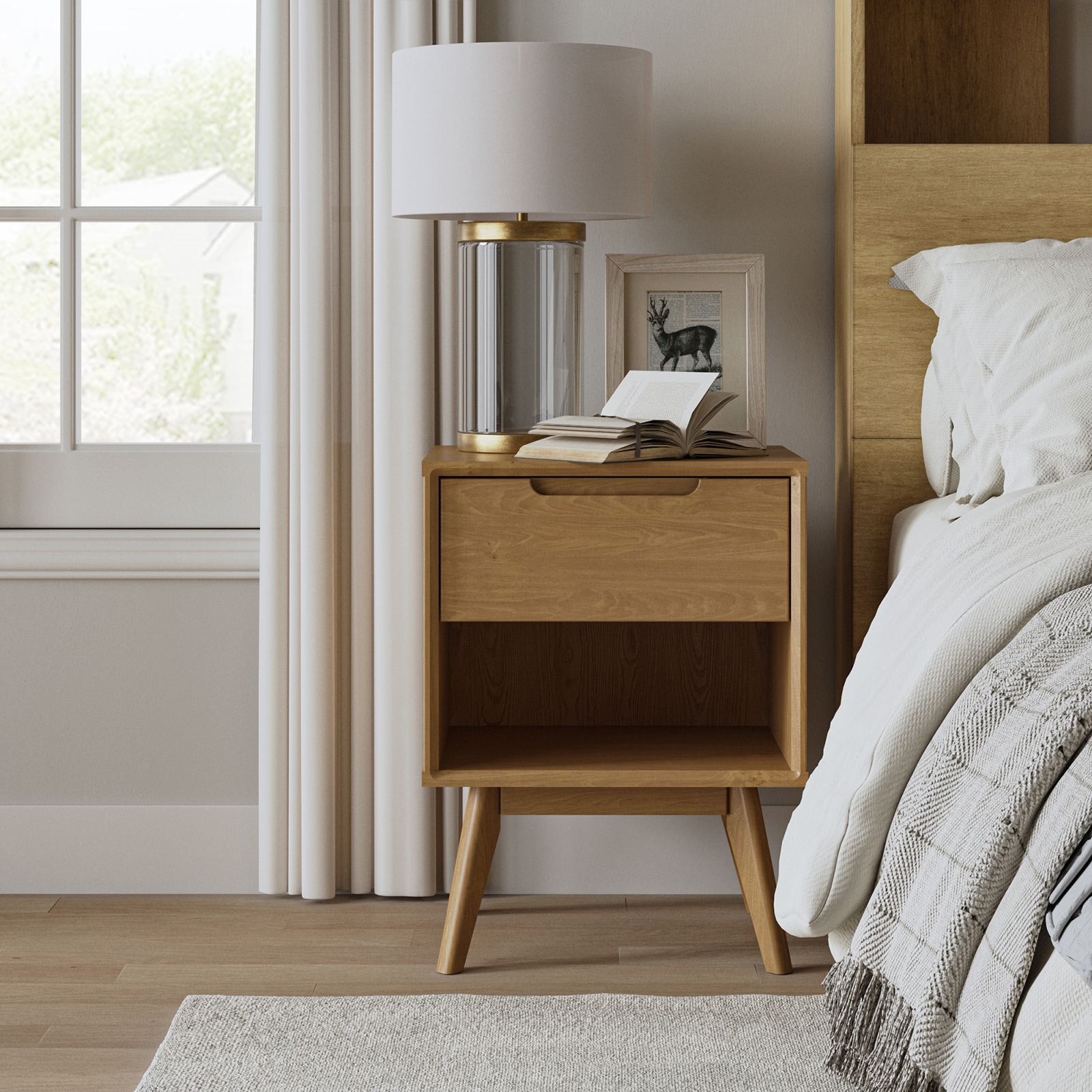 正規店仕入れの Claudio id-century modern-style Nightstand with Handle-free バッグ