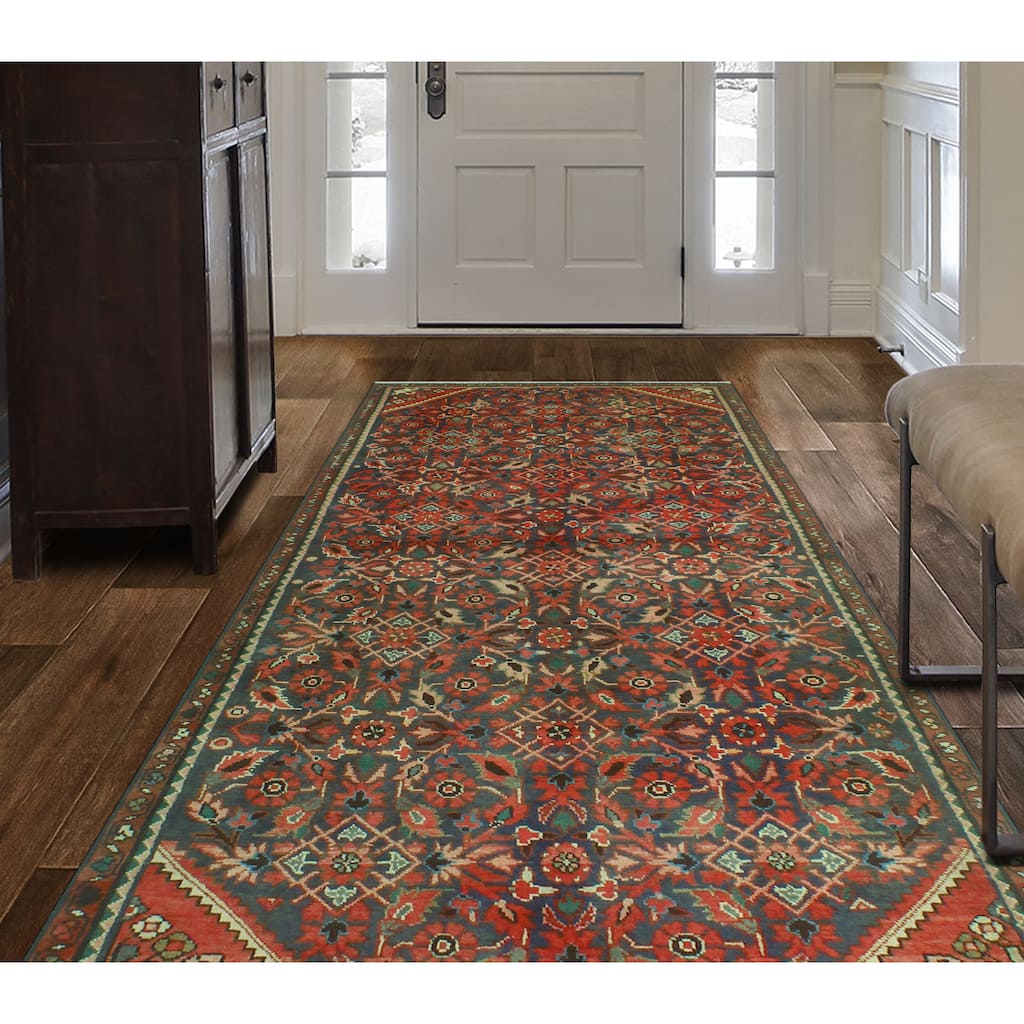 Fine Vintage Distressed Willis Grey/Blue Runner - 4'0" x 8'4"