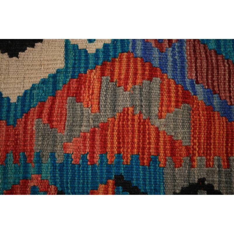 Reversible Oriental Kilim Area Rug Hand-Woven Wool Carpet - 8'0" x 9'7"