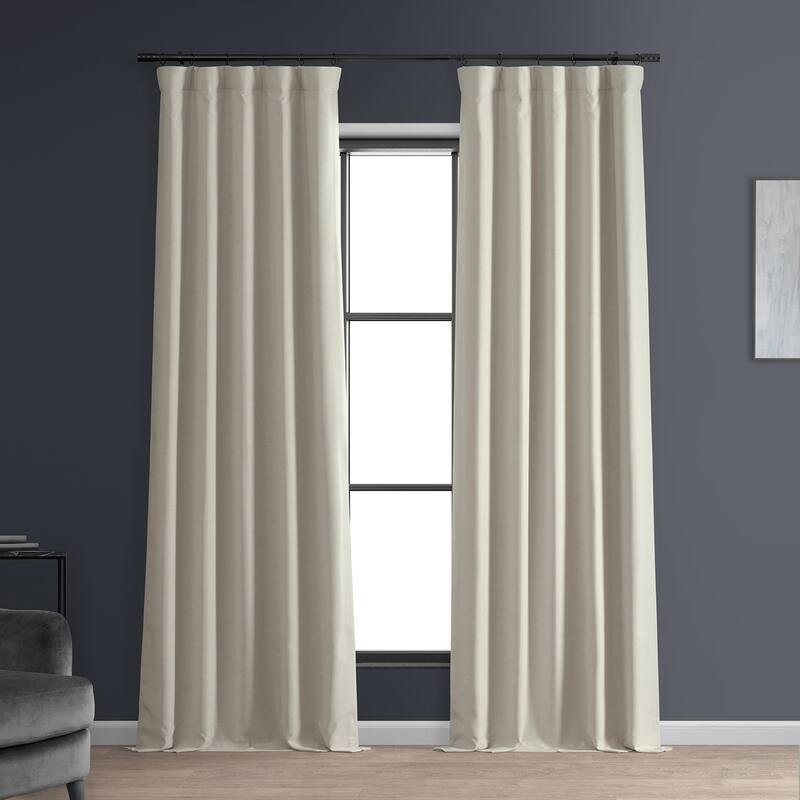 Exclusive Fabrics Faux Linen 100% Blackout Curtains Heat and Light Blocking - (1 Panel) - 50 X 84 - Caravan Beige