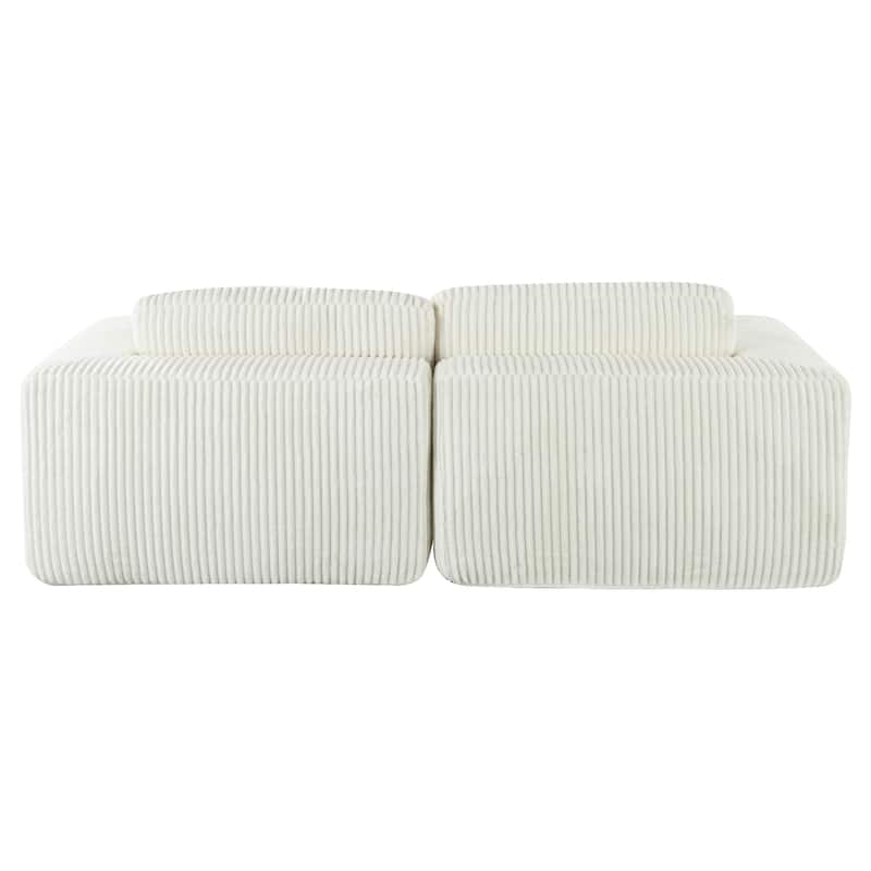 Cascade 2 - Piece Corduroy Sleeper Sofa Bed Double Lounge Chaise with 2 Pillows