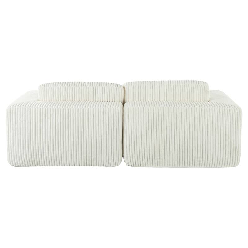 Oversized Double Chaise Lounge Sofa, Comfy Full-Compressed Sleeper Sofa Bed, Corduroy Upholstered Sofa Bed with 2 Pillows