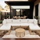 GO 7 Pieces Outdoor Patio Furniture, All-Weather Rattan Sectional Sofa Set with Thick Cushions and Pillows, Freely Combined Conversation Sets for Garden, Backyard, Balcony, Beige