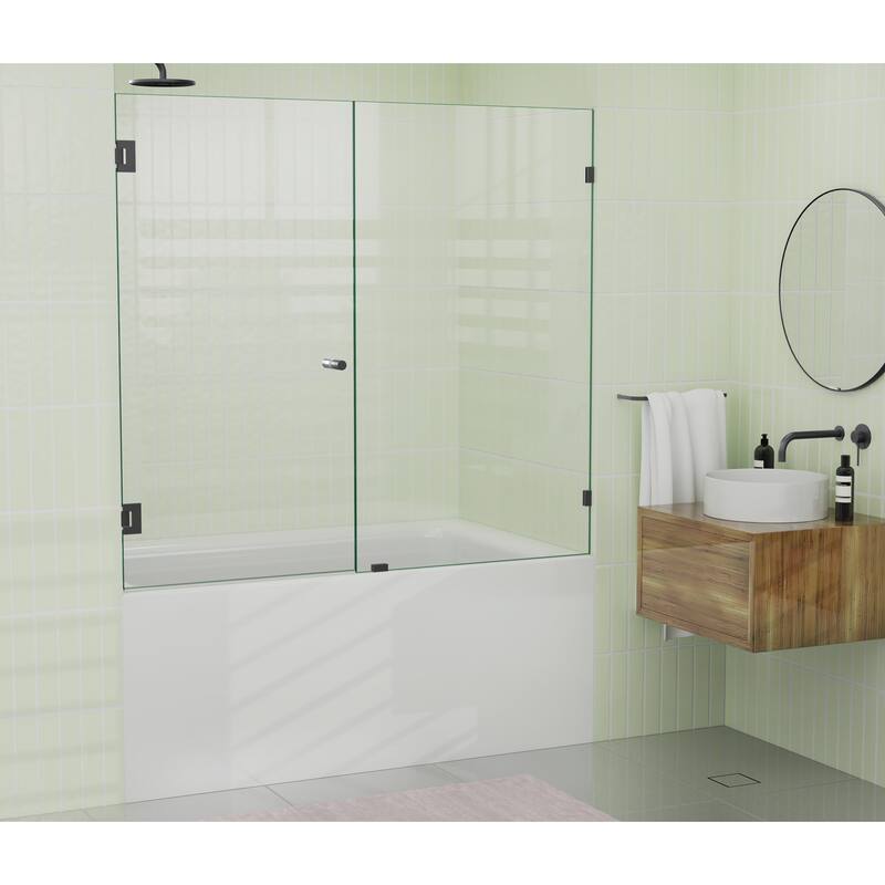 Glass Warehouse 58.25" x 57" Frameless Shower Bath Door - Wall Hinge