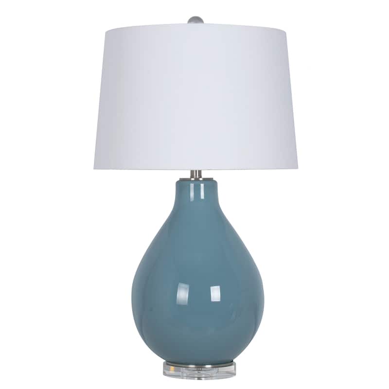 Poppy Glass Table Lamp with Linen Lamp Shade