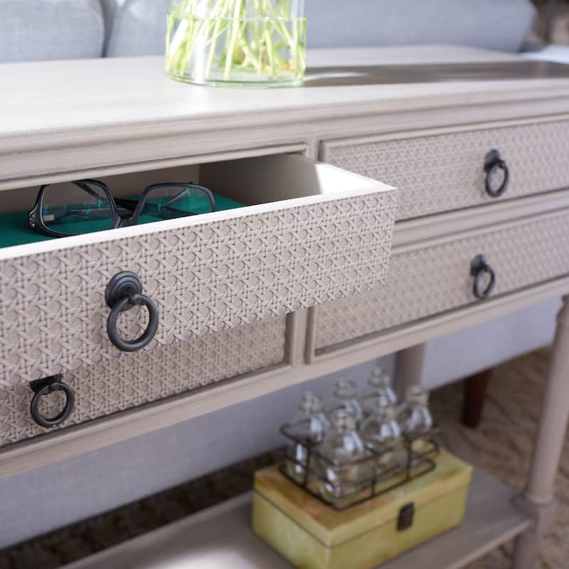 SAFAVIEH Artelia 4-Drawer Console Table - 42" W x 13" L x 29.5" H - 42Wx13Dx30H - Greige