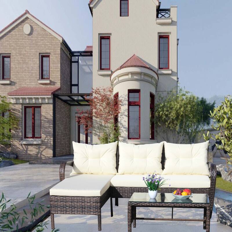 3-Piece Outdoor Wicker Sectional Sofa Set