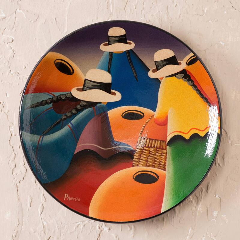 Novica Handmade Women Of The Andes Ceramic plate