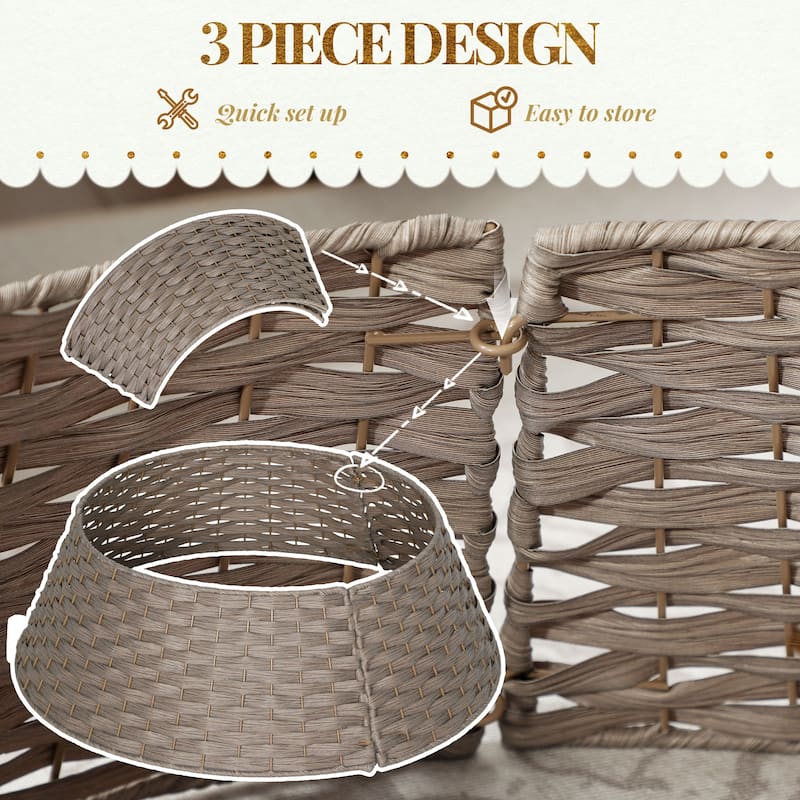 HOMCOM 27 inch Rustic Christmas Tree Collar, Plastic Woven Christmas Tree Skirt, Base Cover for Party, Holiday, Home Decoration