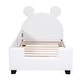 preview thumbnail 10 of 22, Teddy Fleece Twin Size Upholstered Daybed w/ Ears Shaped Headboard