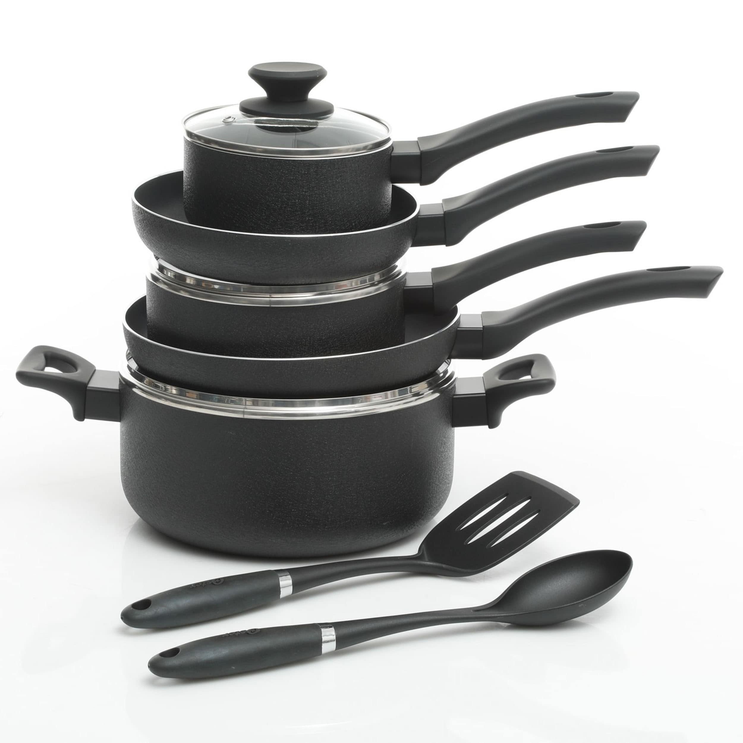 Oster Ashford 10 piece Aluminum Nonstick Cookware Set in Black - On Sale -  Bed Bath & Beyond - 32042258