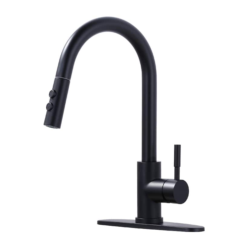 WOWOW Three Spray Mode Pull-Down Kitchen Faucet - Without Soap Dispenser - Black