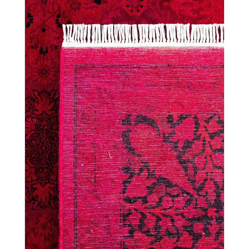 Overton Hand Knotted Wool Vintage Inspired Modern Contemporary Overdyed Pink Area Rug - 8' 3" x 13' 5"