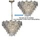 preview thumbnail 7 of 7, 6-Light Glam Silver Leaf Tiered Chandelier with Hexagonal Glass Accents - W:19.7"