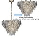 preview thumbnail 6 of 5, 6-Light Glam Silver Leaf Tiered Flush Mount Ceiling Light with Hexagonal Glass Accents - W:19.7"
