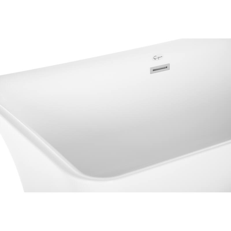 Empava 59 in Acrylic Freestanding Bathtub Soaking SPA Tub in White