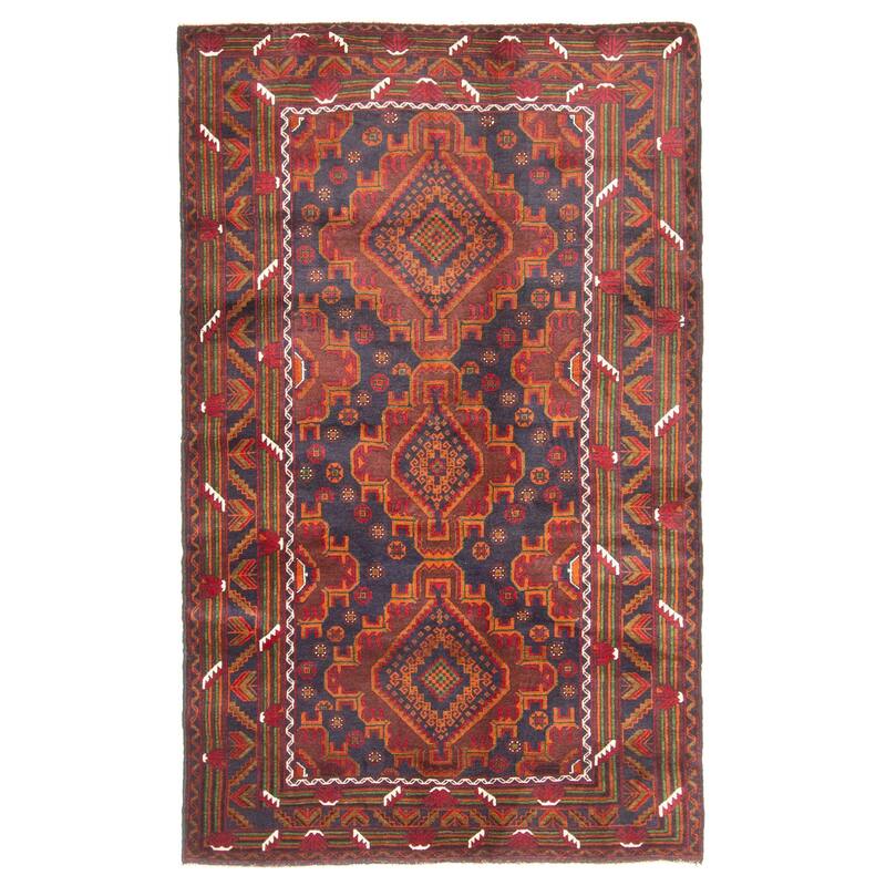 ECARPETGALLERY Hand-knotted Teimani Dark Navy Wool Rug - 3'11 x 6'4