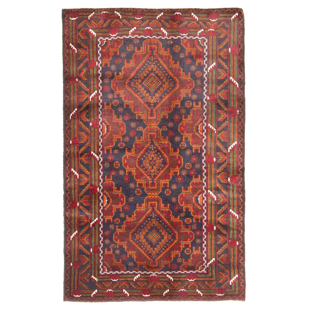 ECARPETGALLERY Hand-knotted Teimani Dark Navy Wool Rug - 3'11 x 6'4