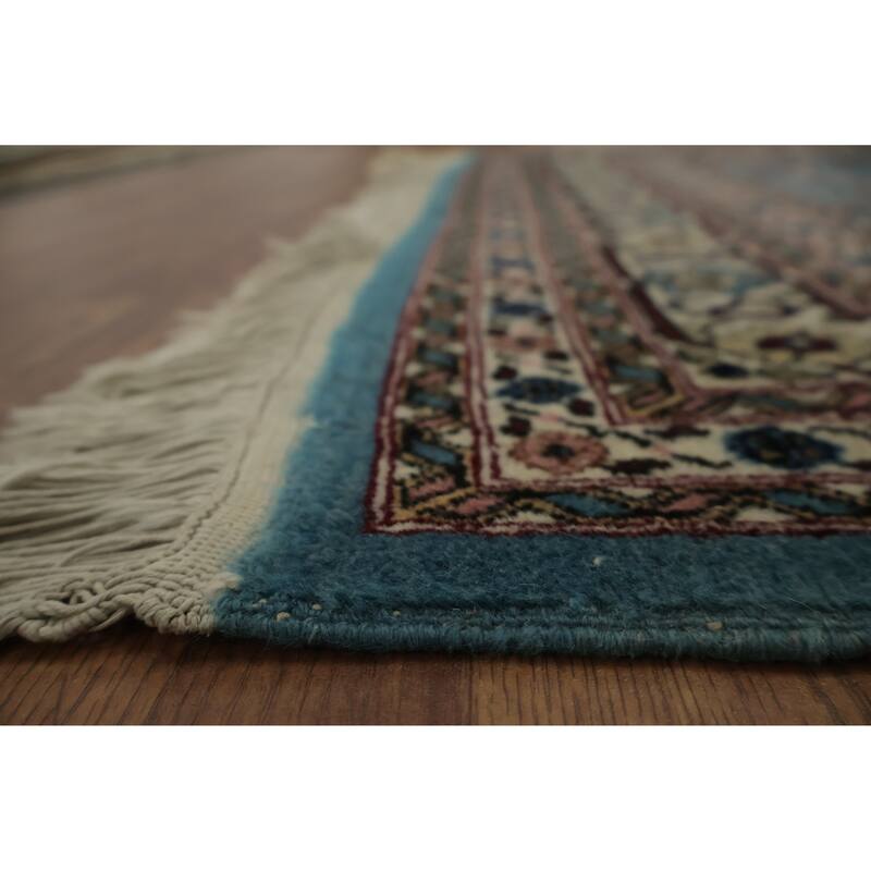 Hand Knotted Oriental 100% Wool Carpet Traditional All-Over Navy Blue & Blues Ziegler Runner Rug - 15' 10'' X 3' 4''