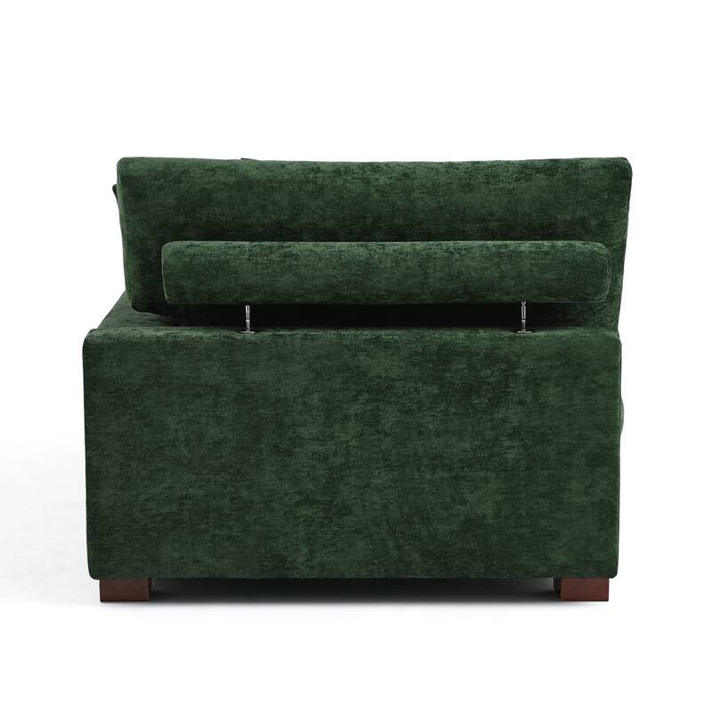 Oversized Chenille Modular Chaise Lounge With Deep Seat