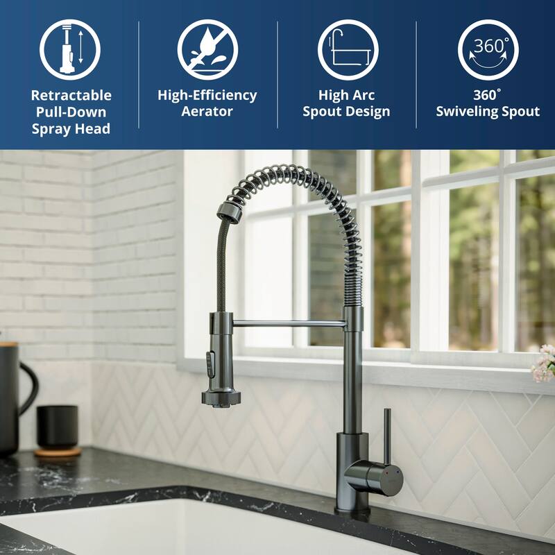 Karran Kadira Single-Handle Pull-Down Sprayer Kitchen Faucet