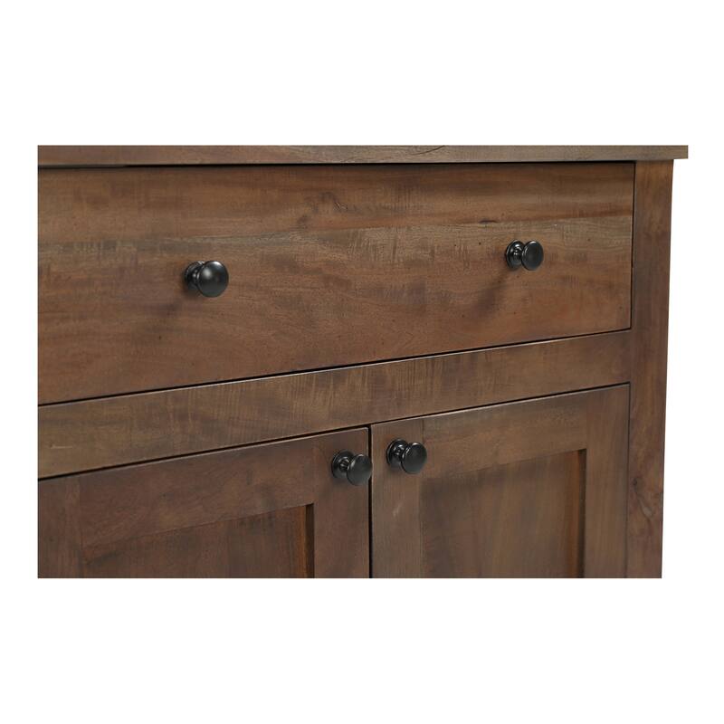 NADAAL STUDIOS Gene Nightstand, Wireless Charging in Reclaimed Neem Wood with Traditional Cabinet Design, Dark Brown