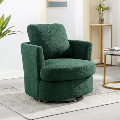 Modern Upholstered Swivel Glider Barrel Chair for Living Room