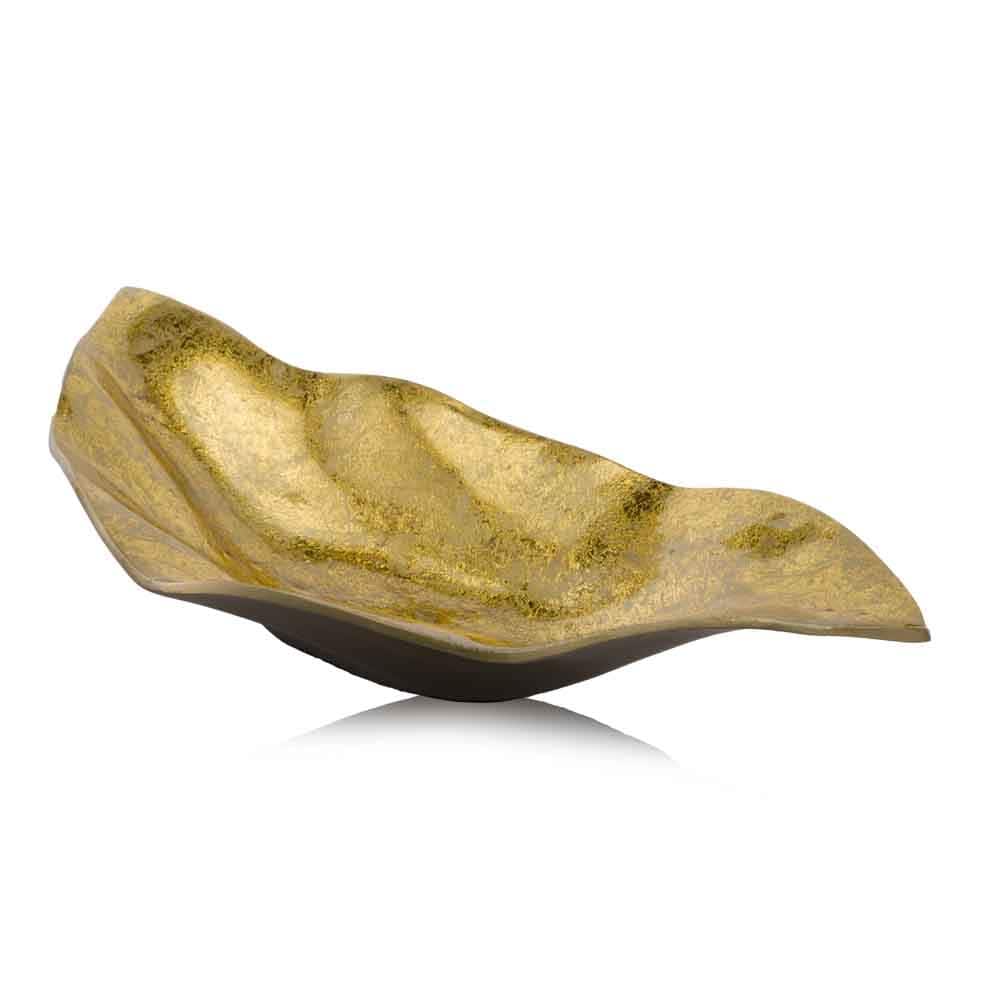 HomeRoots 18" Gold Modern Wavy Aluminum Centerpiece Bowl